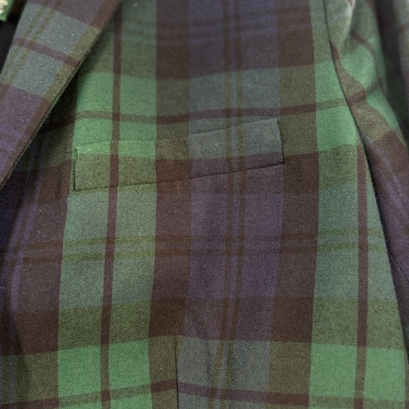 Lauren Ralph Lauren Black Watch Plaid Blazer Gold Crest Buttons Size 8 - Picture 11 of 16